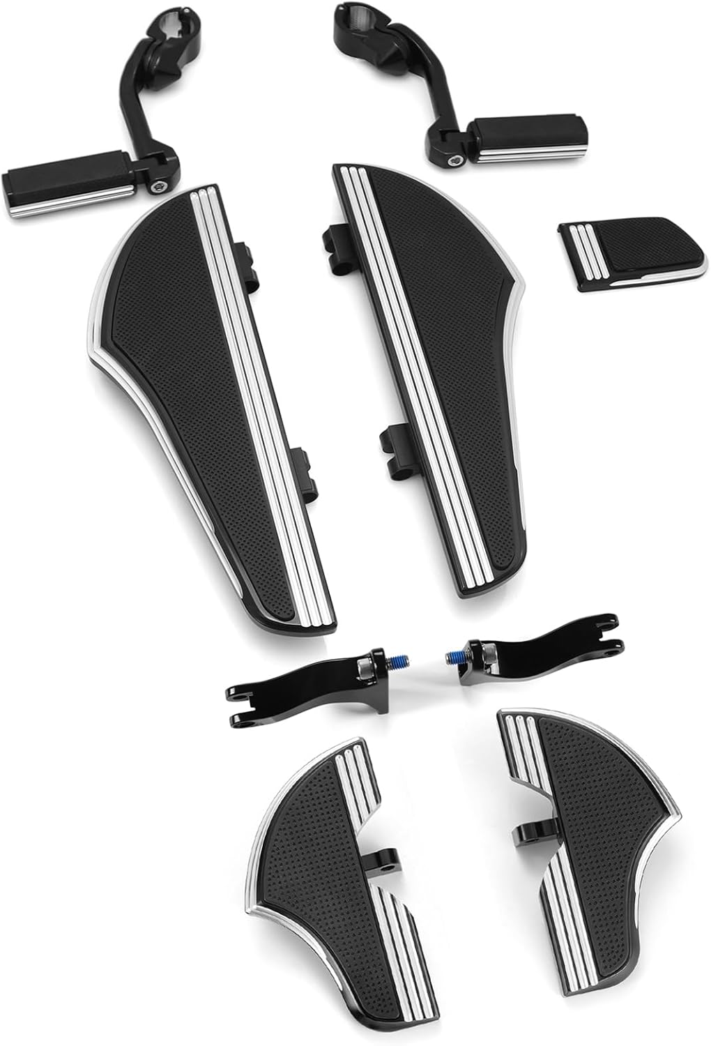 Defiance Floorboards kits Highway Footrests for Harley street electra Road glide FLTR FLHX Rider Passenger footboards with brake pedal covers (Edge Cut) - Auto & Accessory