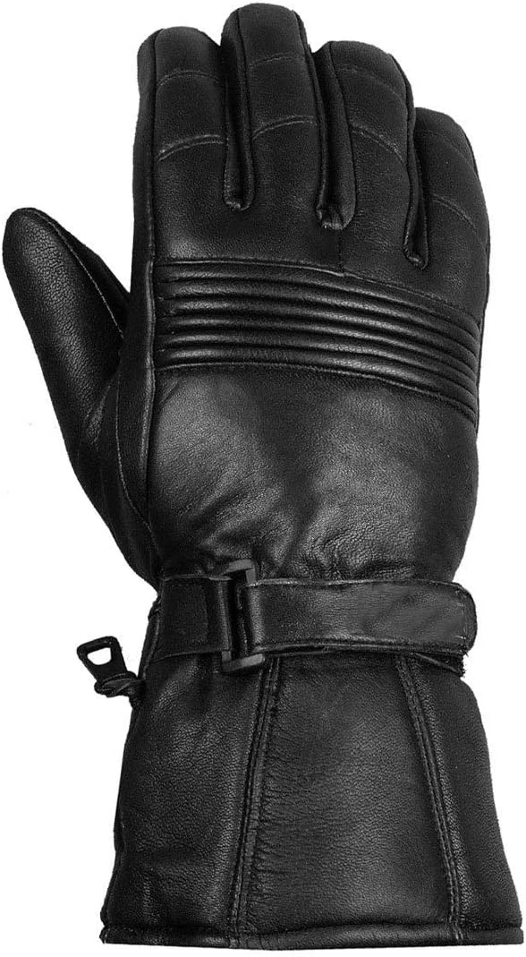 Jackets 4 Bikes Winter Gloves, Premium Biker Sheep Leather Thinsulate Warm Cold Weather Water Resistance Windproof Gauntlet for Men and Women - for Bikers
