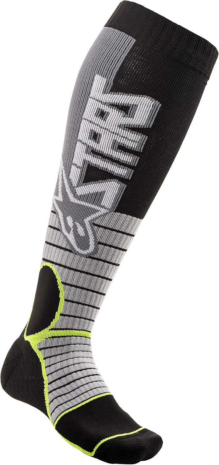 Alpinestars --M Mx Pro Socks Cool Grey/Yellow Medium - Auto & Accessory